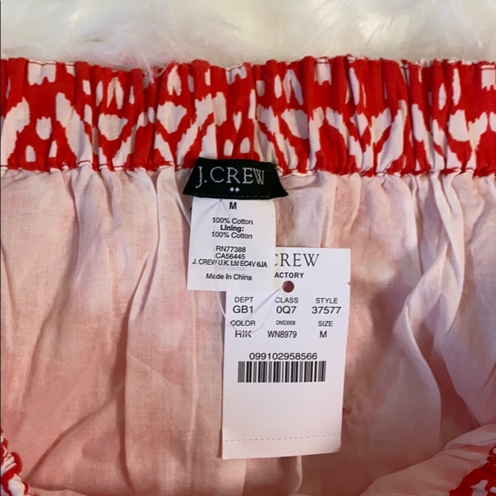 J. Crew Factory Mini Paper Bag Skirt Cotton Ikat/Tribal Orange/White Medium - Picture 4 of 8